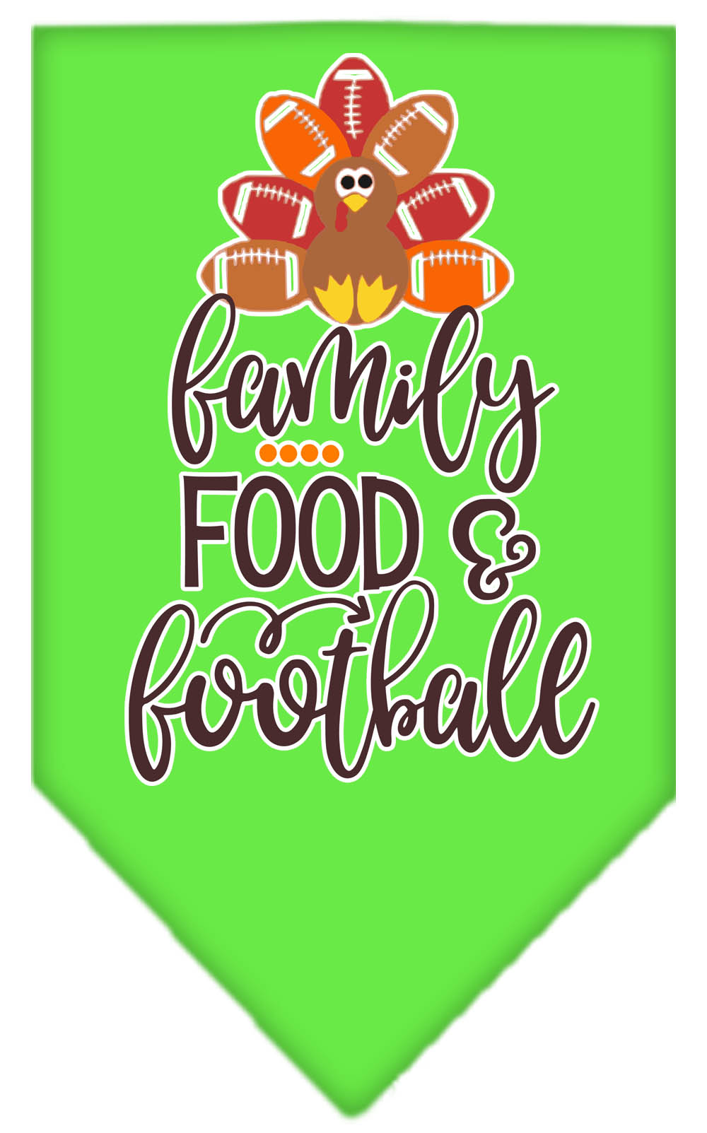 Family, Food, and Football Screen Print Bandana Lime Green Small